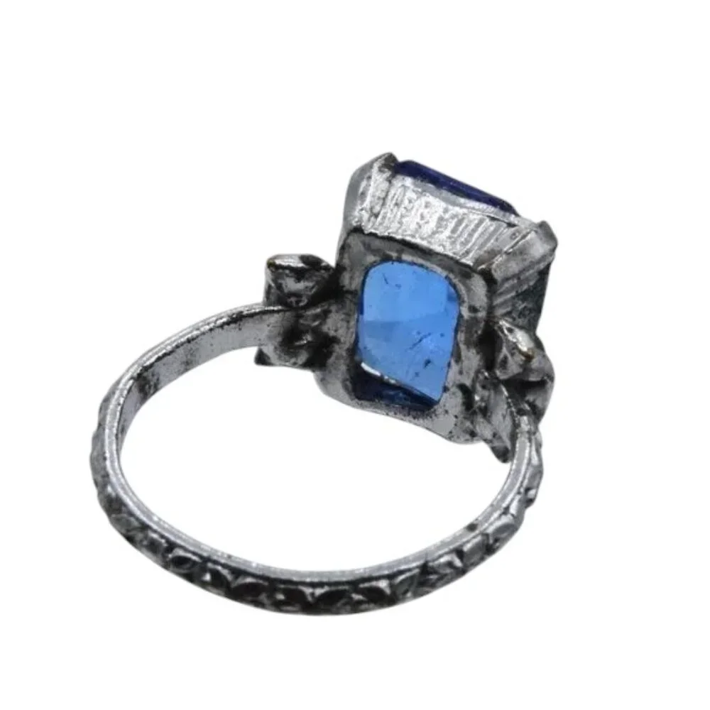 Antique Vintage Childs Ring Blue Rhinestone Center Stone